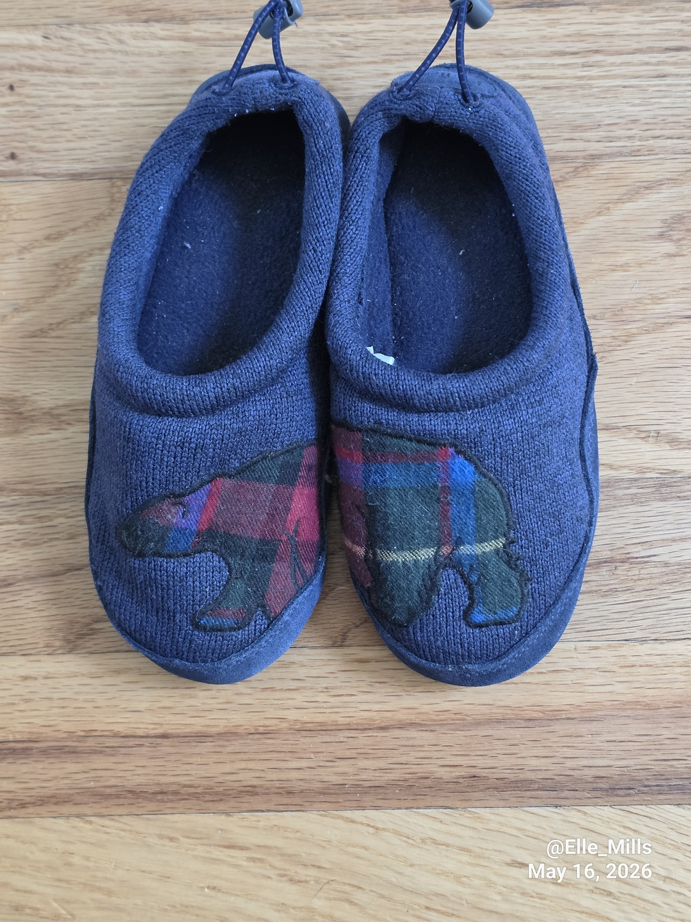 L.L. Bean Navy and Gray Kids' Slip-On Slippers